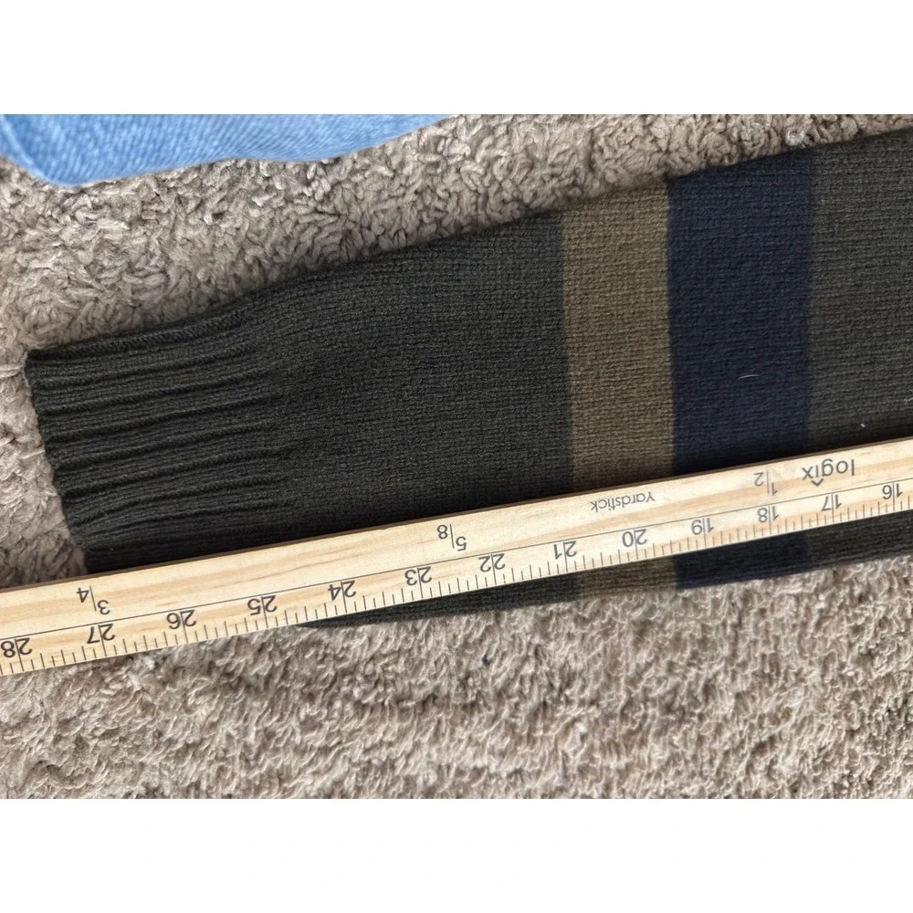 Banana Republic Mens Lambswool Cashmere‎ Quarter Zip Sweater Striped Olive  M
